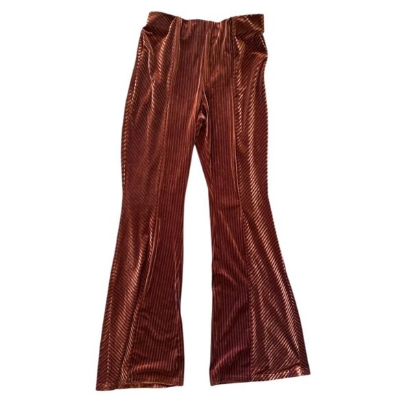 Velvet Flare Pants Mahina L Large Fall Brown Spice - Picture 2 of 4
